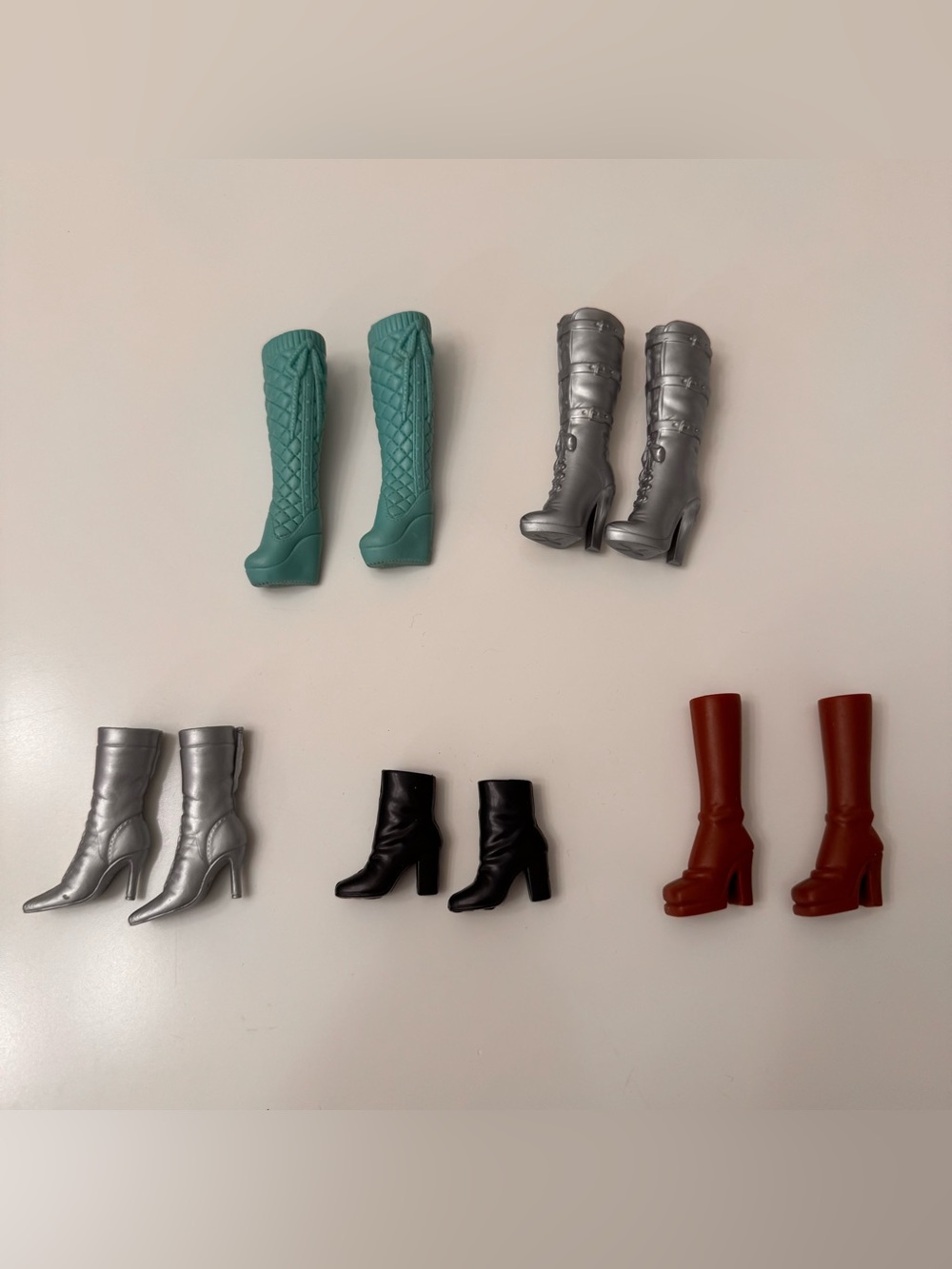 Barbie Doll Boot Lot of 5 - Teal, Silver, Black, Brown